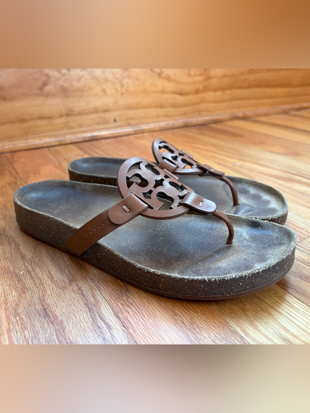Tory Burch Miller Cloud Tan Leather Sandals Size 8.5